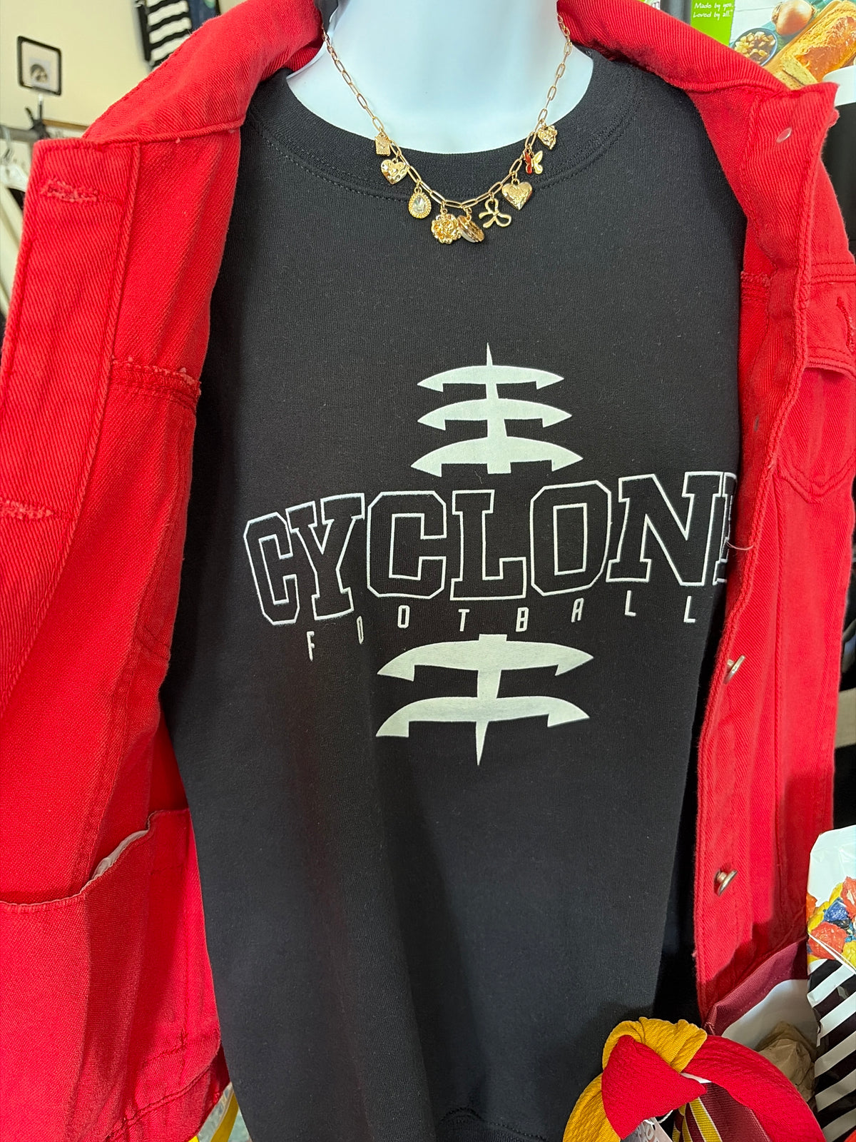Black Cyclone Football Crewneck