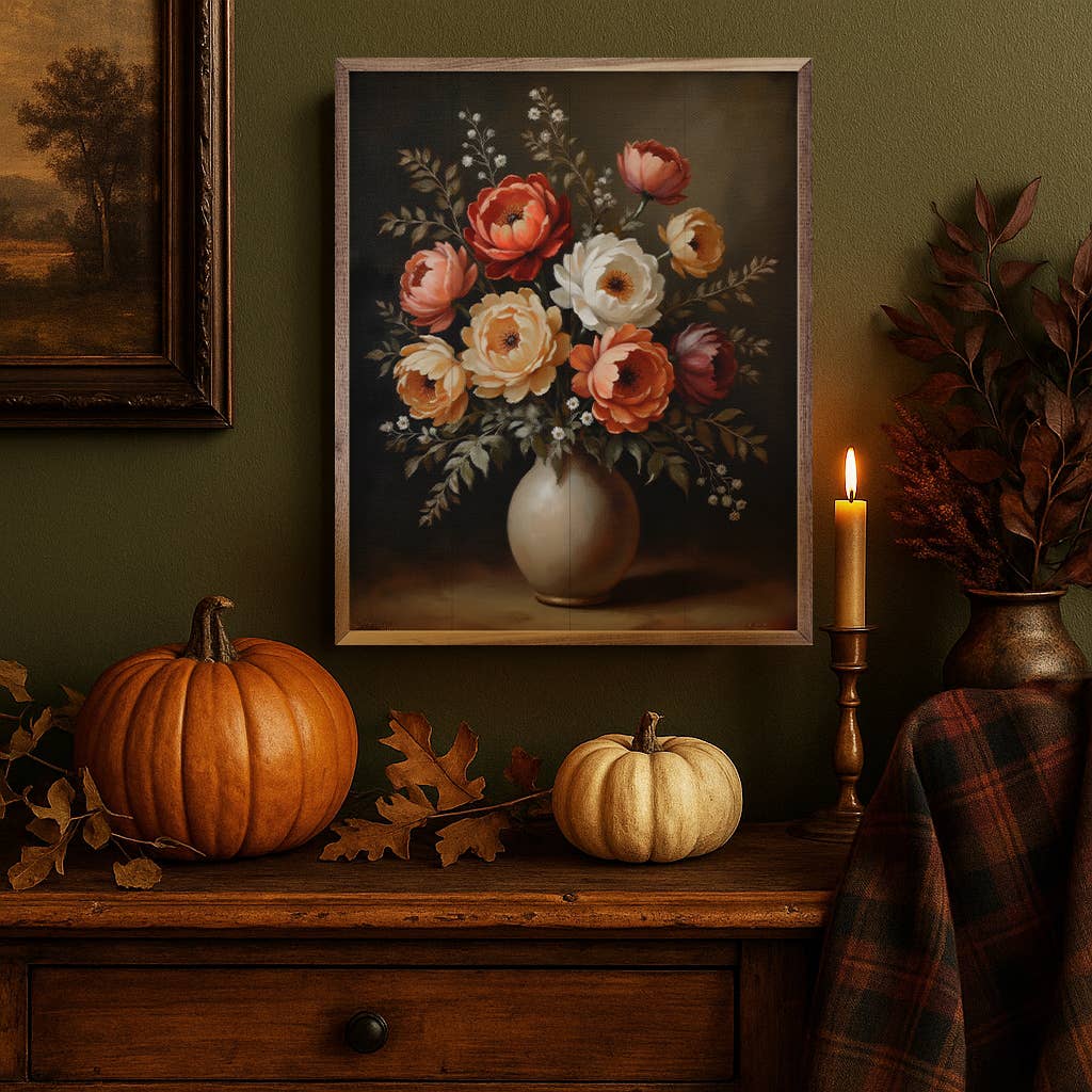 Autumn Bouquet White Vase: 16x20