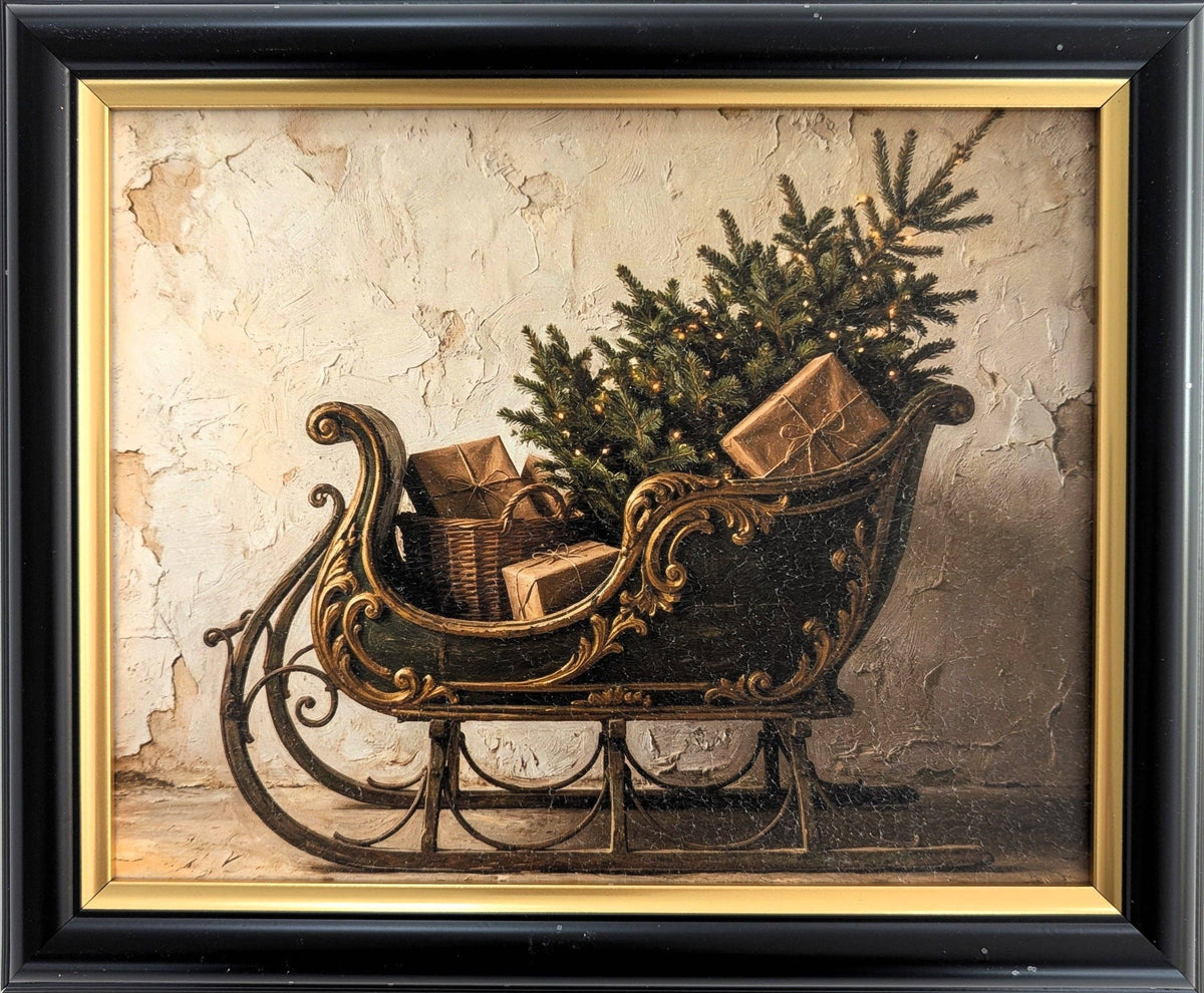Green Sled – Vintage Christmas Wall Art: P3 / 12" x 10"