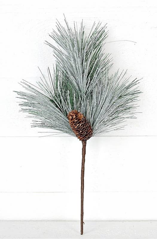 18in Spray-Snowy Flocked Needle Pines-