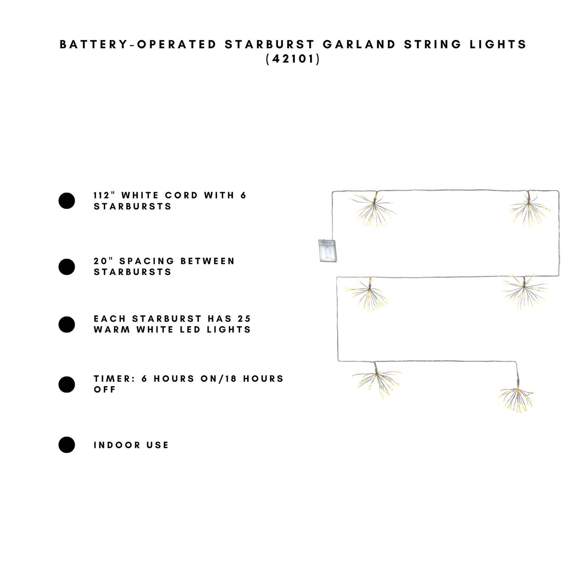 Battery Operated Starburst Garland String Lights