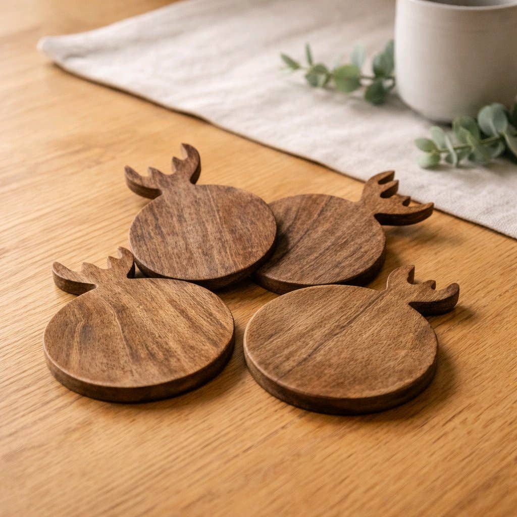 Deer Coasters Set 4 6x4in
