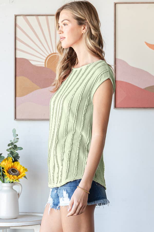 Textured Cap Sleeves Blouse