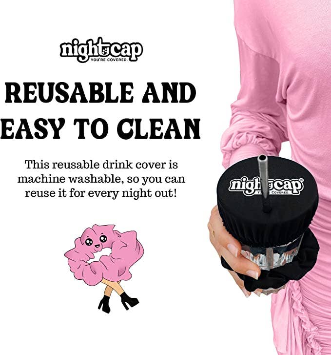NightCap Scrunchie Drink Cover: Black