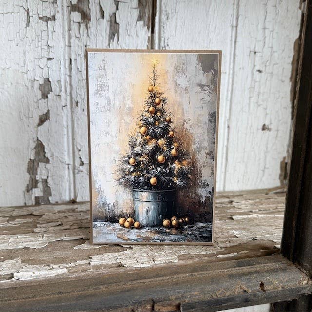 HMK948B Golden Christmas Tree Block