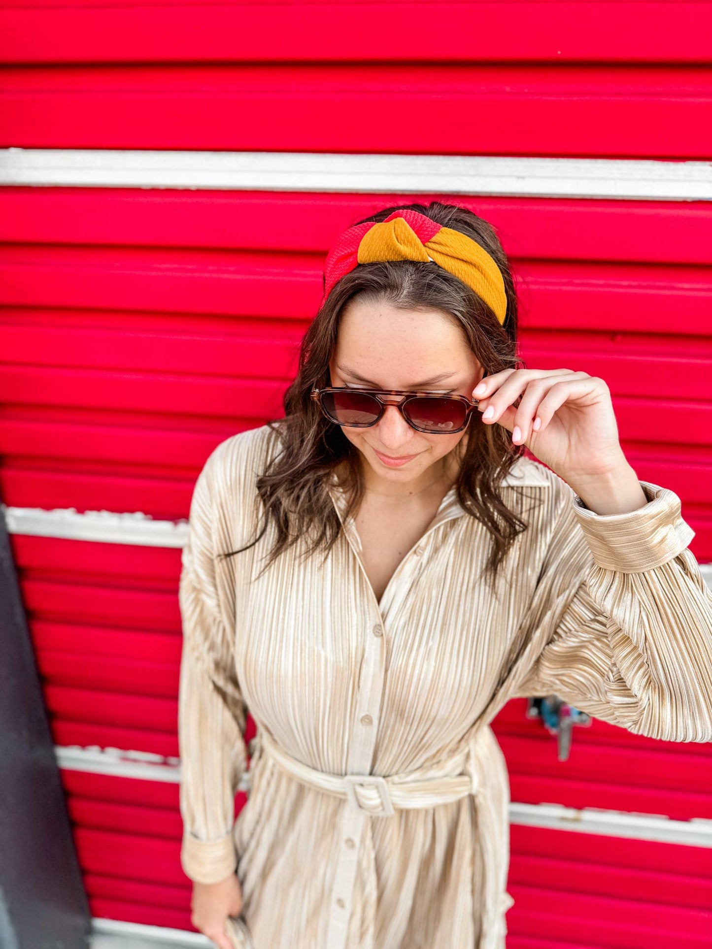 Two-Toned Scarlet/Gold Structured Headband