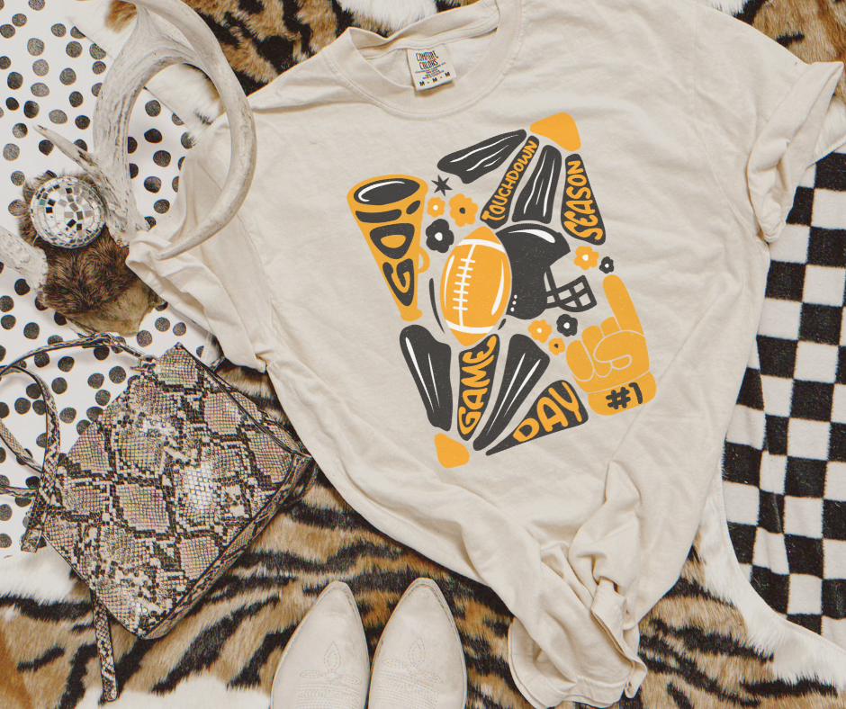 Iowa Football Abstract Flower Art Ivory Tee