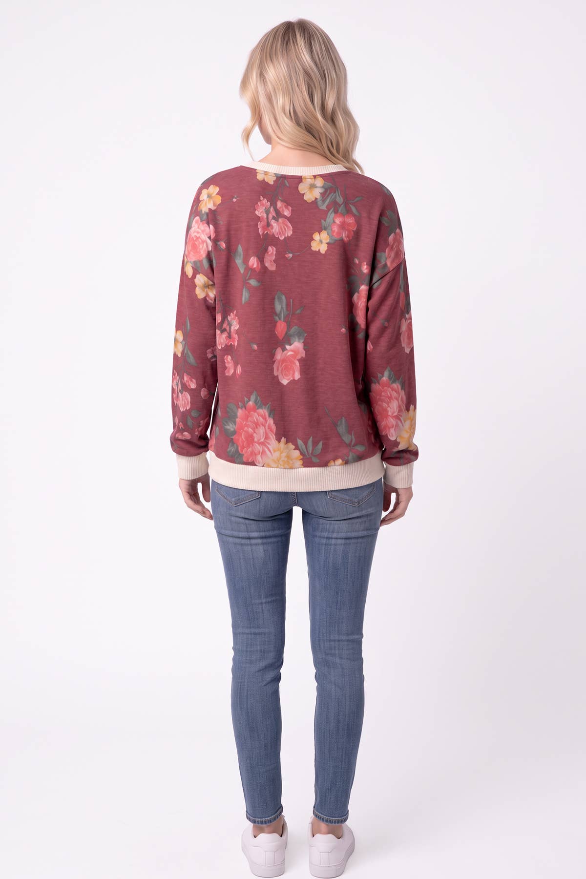 Floral Print Contrast trim Sweatshirt