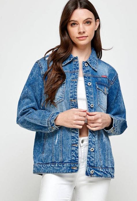 Destroyed Casual Denim Jacket Medium