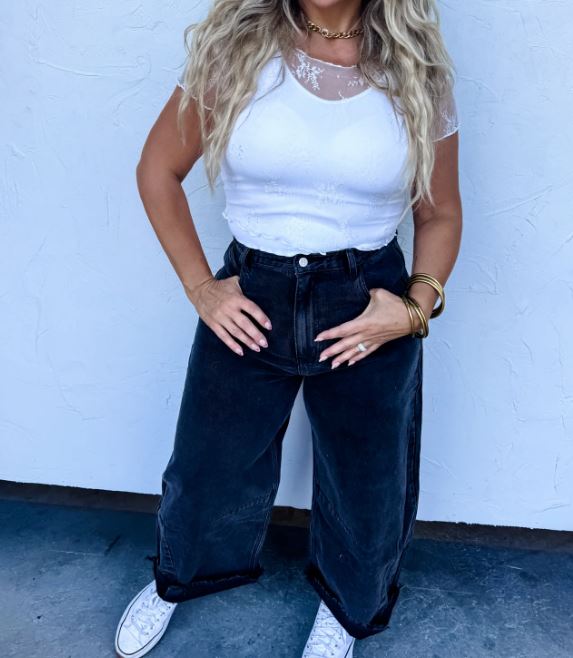 "Brenda" Black Barrel Jeans