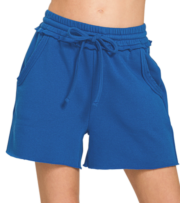 Fleece Raw Hem Shorts