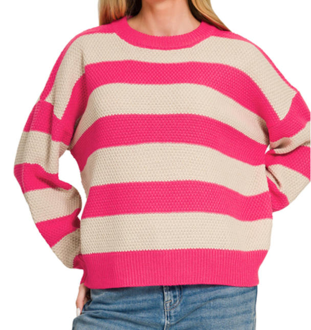 Striped drop shoulder sweater