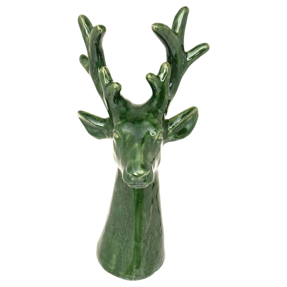 11.75" Tall Green Deer Ceramic Statuette Christmas Décor