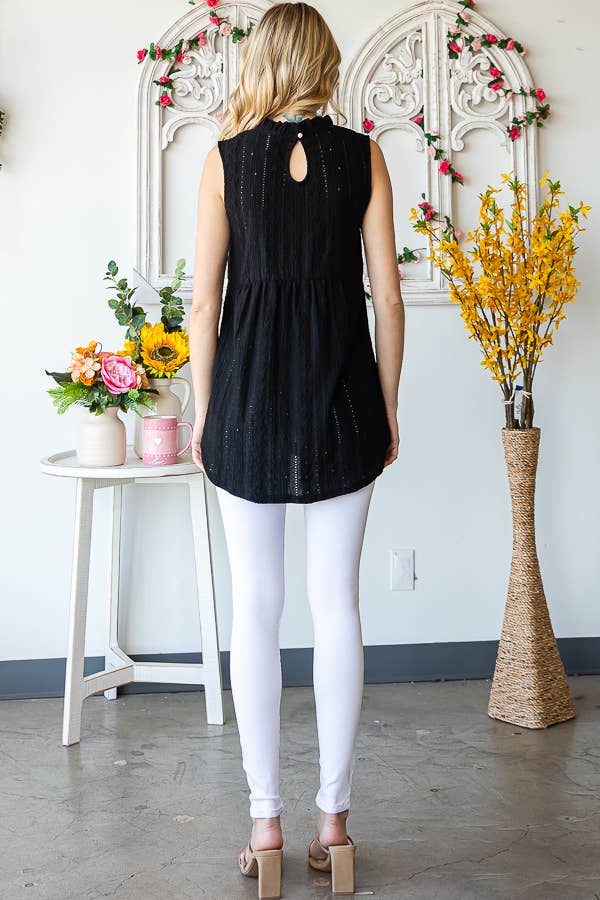 "Joy" Textured Lace Sleeveless Blouse