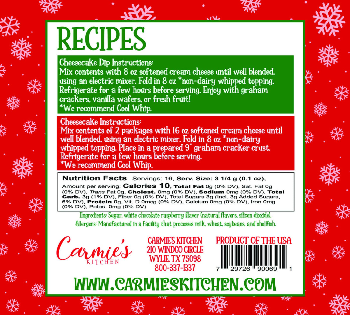 Merry Raspberry Cheesecake Mix