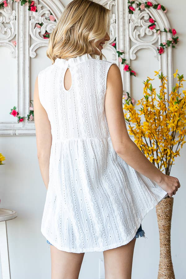 "Joy" Textured Lace Sleeveless Blouse