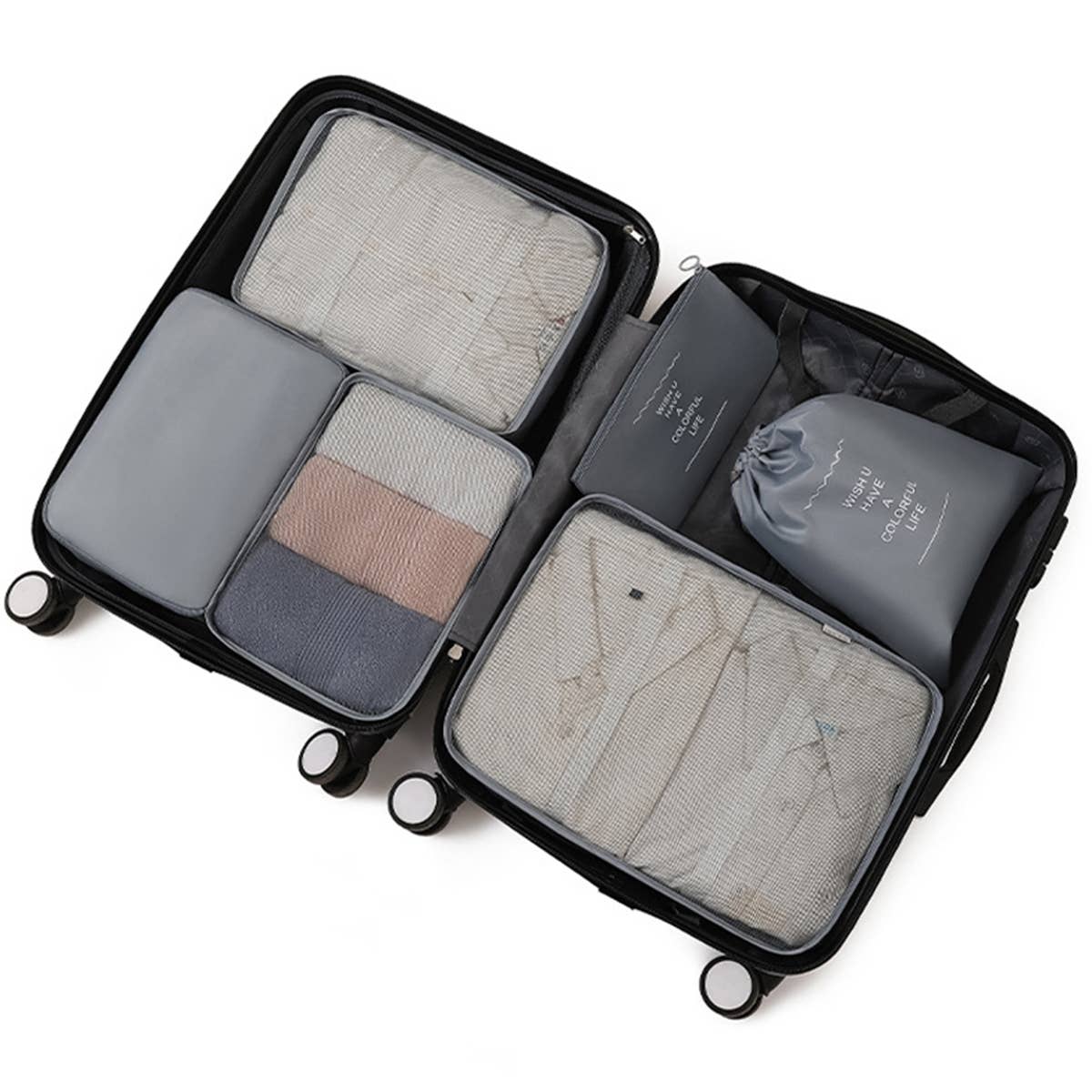 6 SET PACKING CUBES FOR SUITCASES_CWAB0542: WHITE