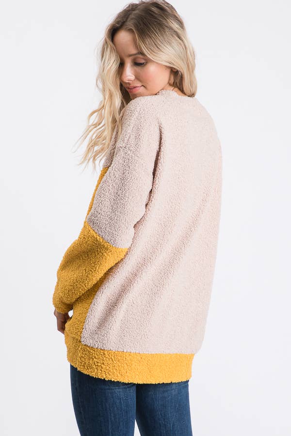 Soft Cozy Textured Color Block Sweater