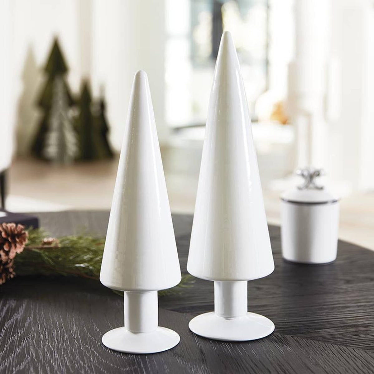 Face to Face 14" White Glass Tree: Wipe Clean with Damp Cloth / Glass