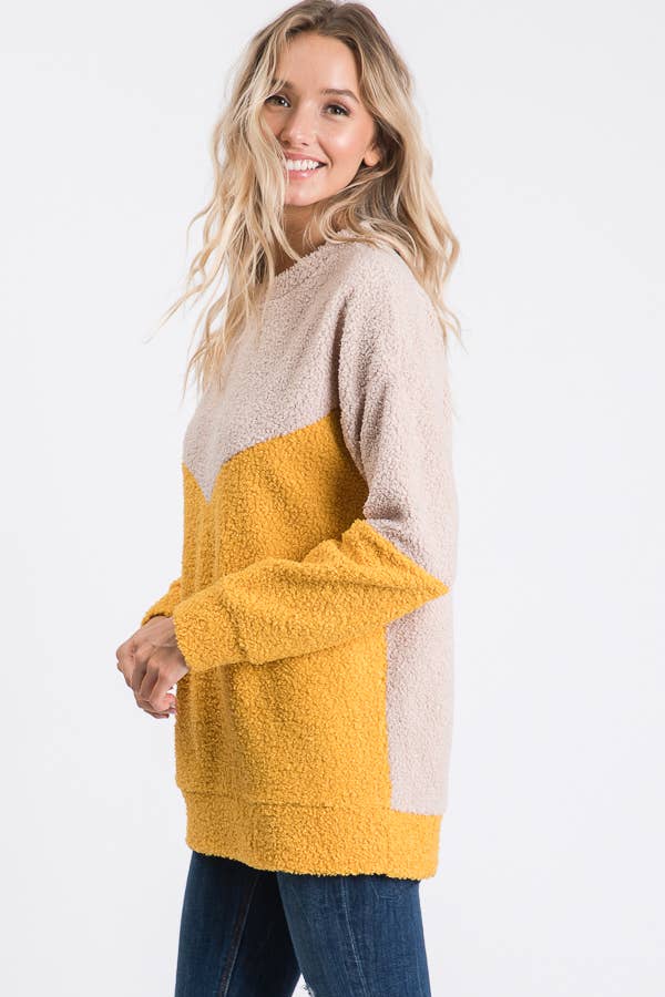 Soft Cozy Textured Color Block Sweater