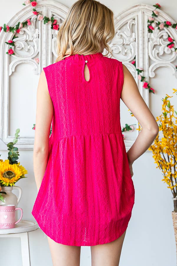 "Joy" Textured Lace Sleeveless Blouse