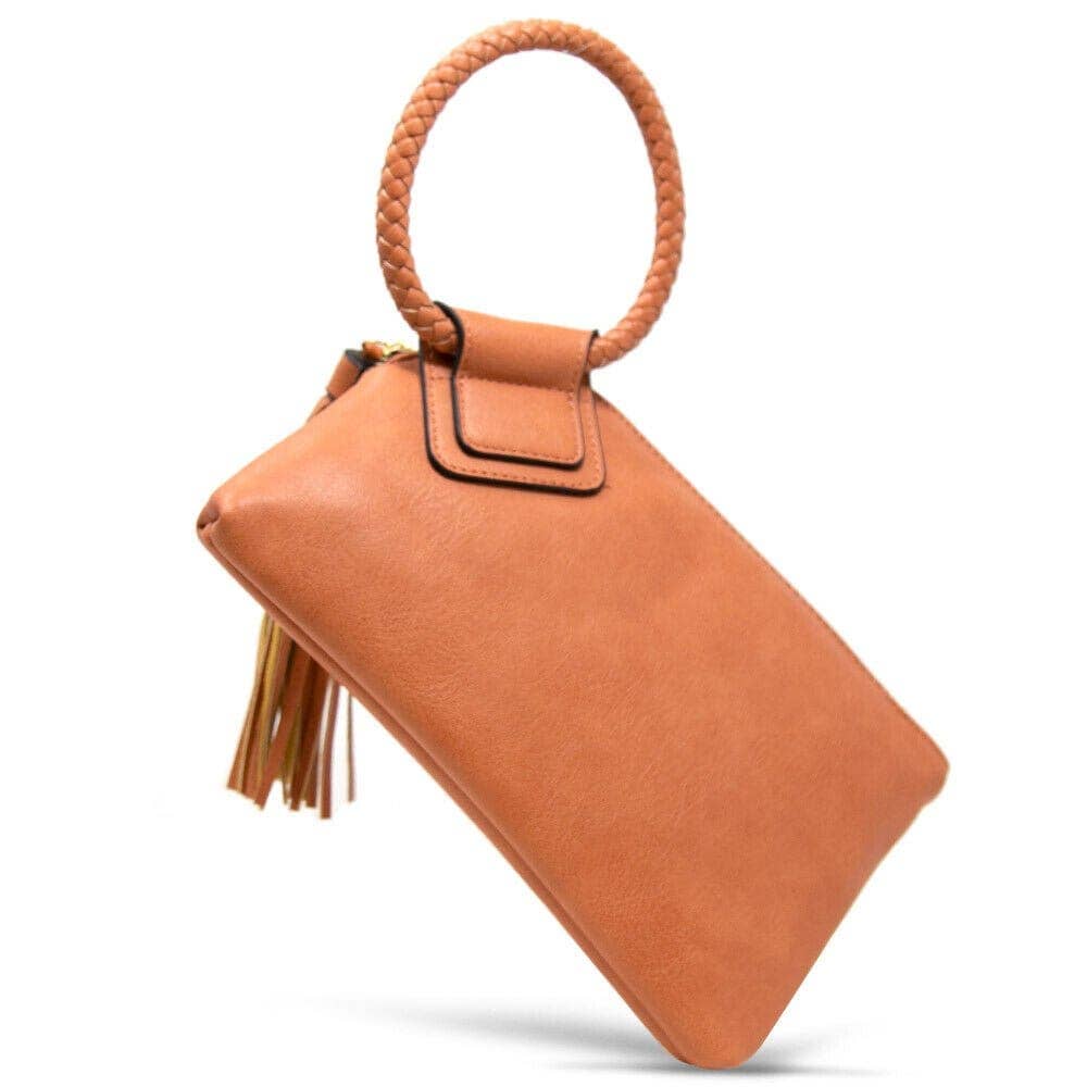 JYM0346 Soft Vegan Leather Wristlet/Clutch: Tan