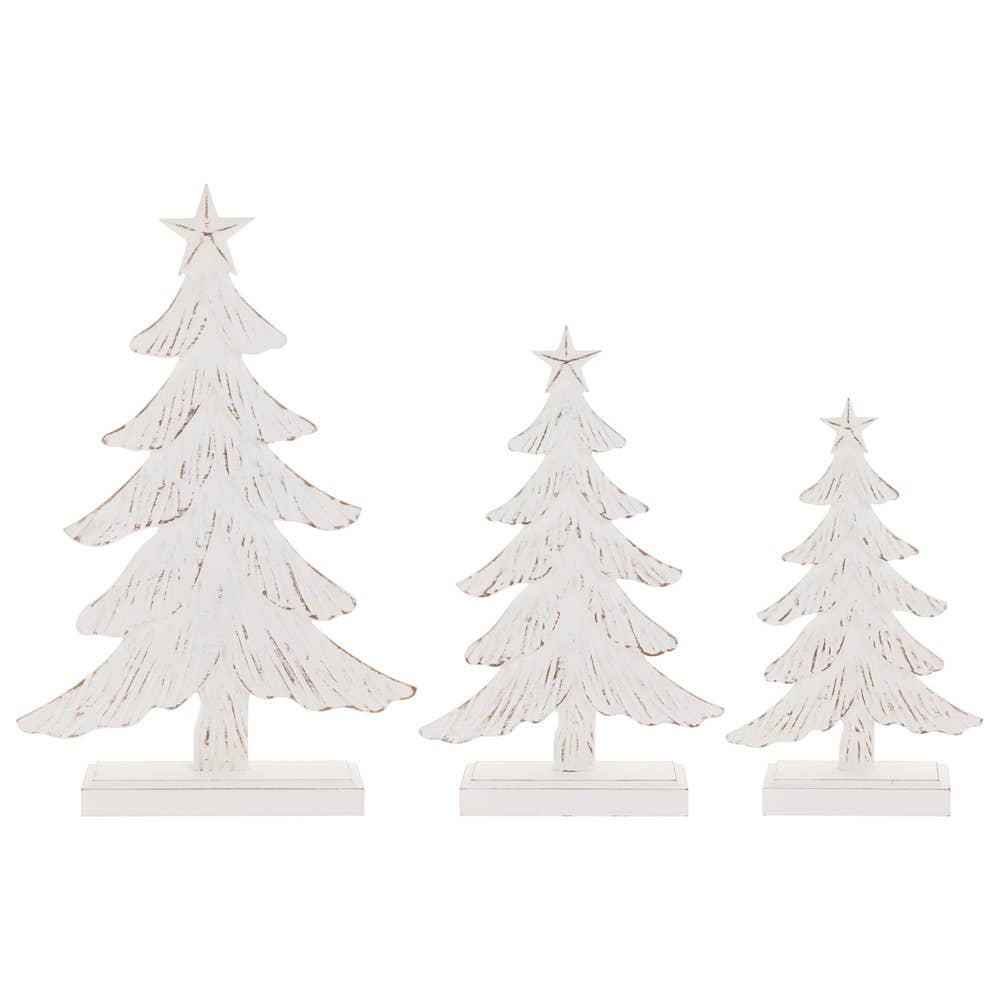 Weathered Winter White Trees Set of 3 Christmas Décor