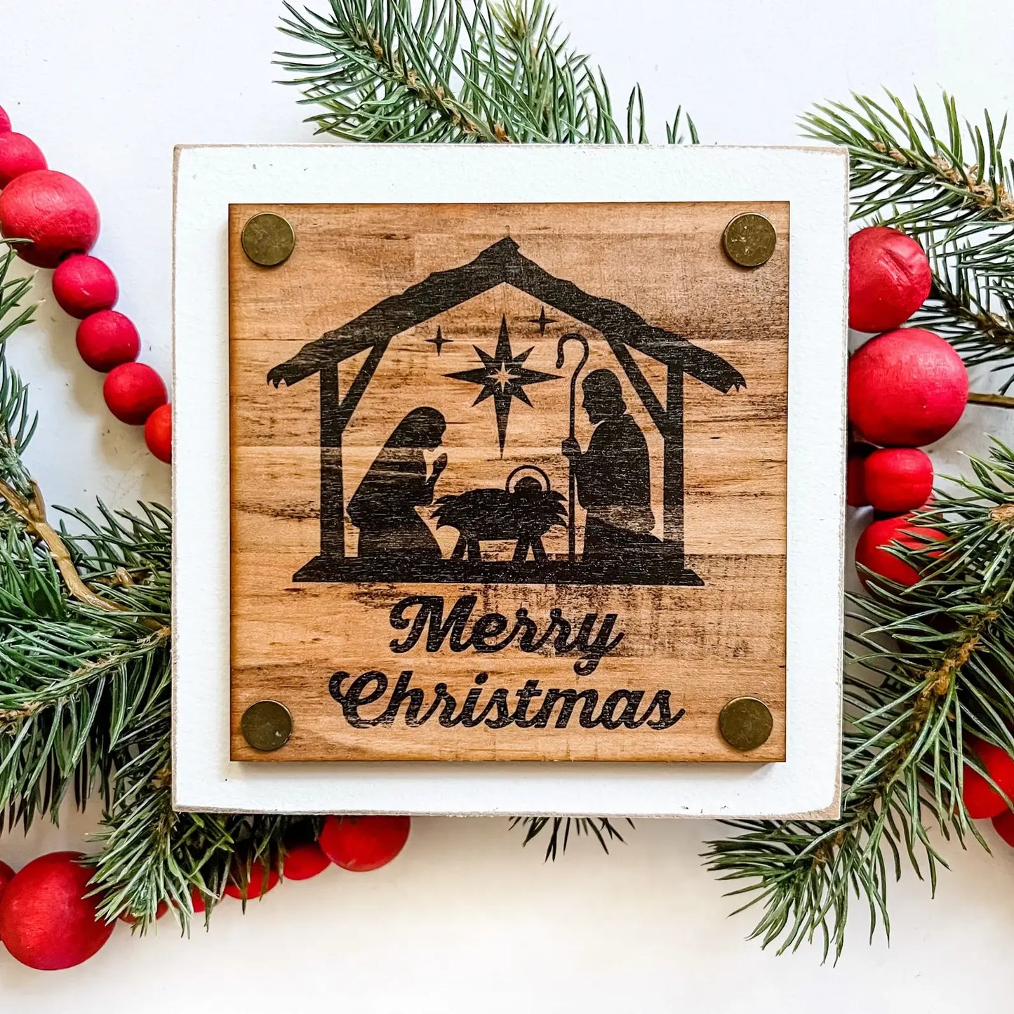 Christmas Mini Block Tiered Tray Signs: Plaid Deer