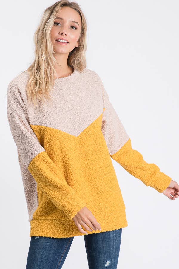 Soft Cozy Textured Color Block Sweater
