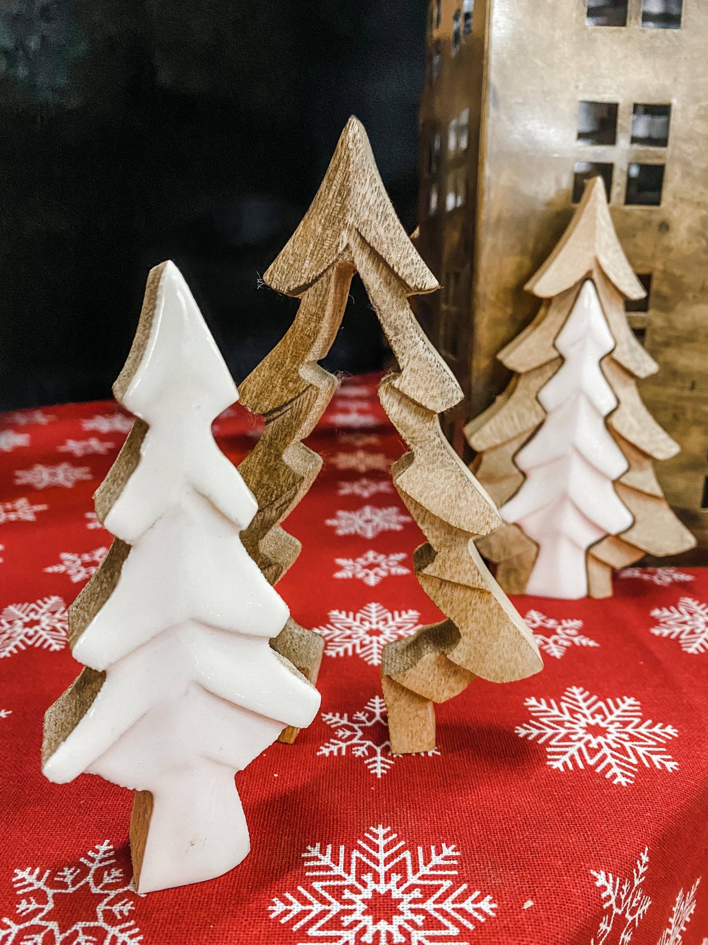 3D Wooden Tree w/ White Enamel Cutout 6.5x10in