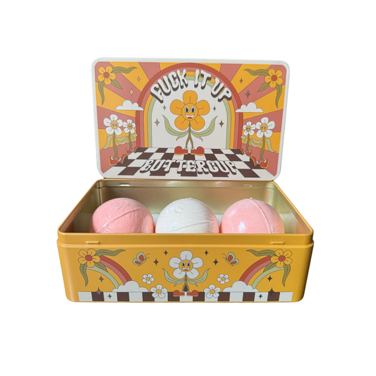Fuck It Up Buttercup Bath Bomb Set in Reusable Tin Box