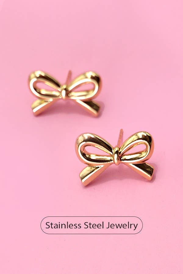 18K  BOW STUD EARRINGS