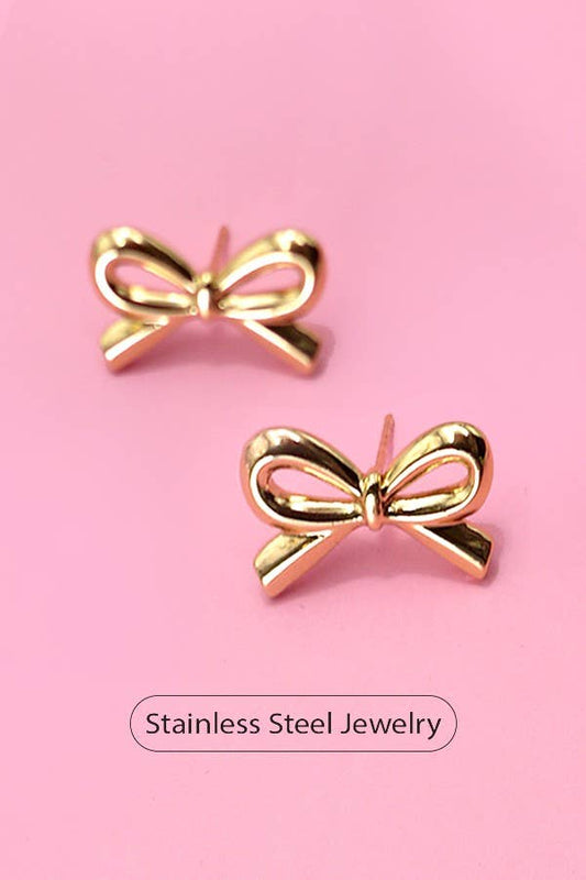18K  BOW STUD EARRINGS