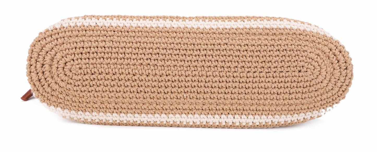 EJ60388 Elia Crochet Crossbody/Tote Bag: Beige Brown
