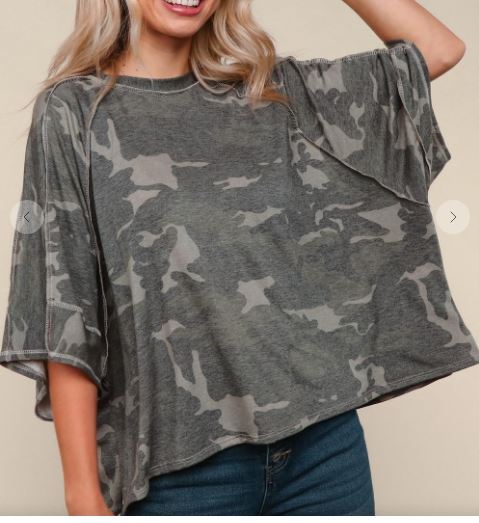 "Cindy" Loose Fit Camo Top