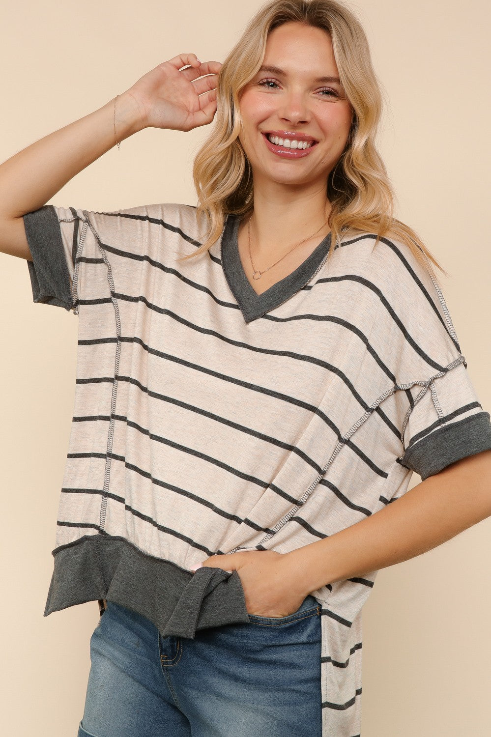 "Jess" Drop Shoulder with Slits