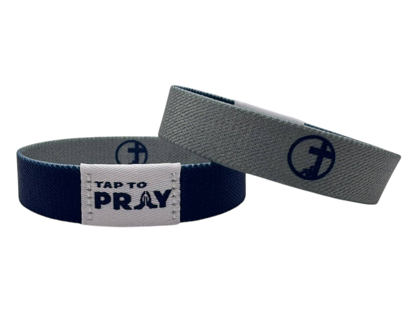 Tap To Pray™ Wristbands - Navy & Grey: Medium