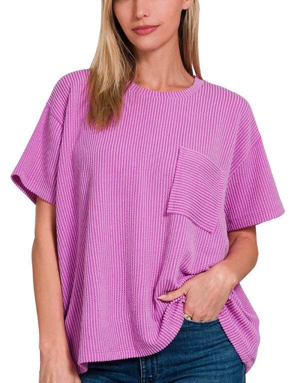 Ribbed Short Sleeve Top