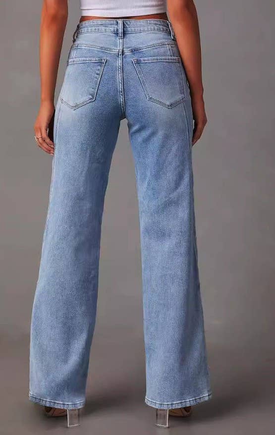 High waisted denim jeans: Light blue