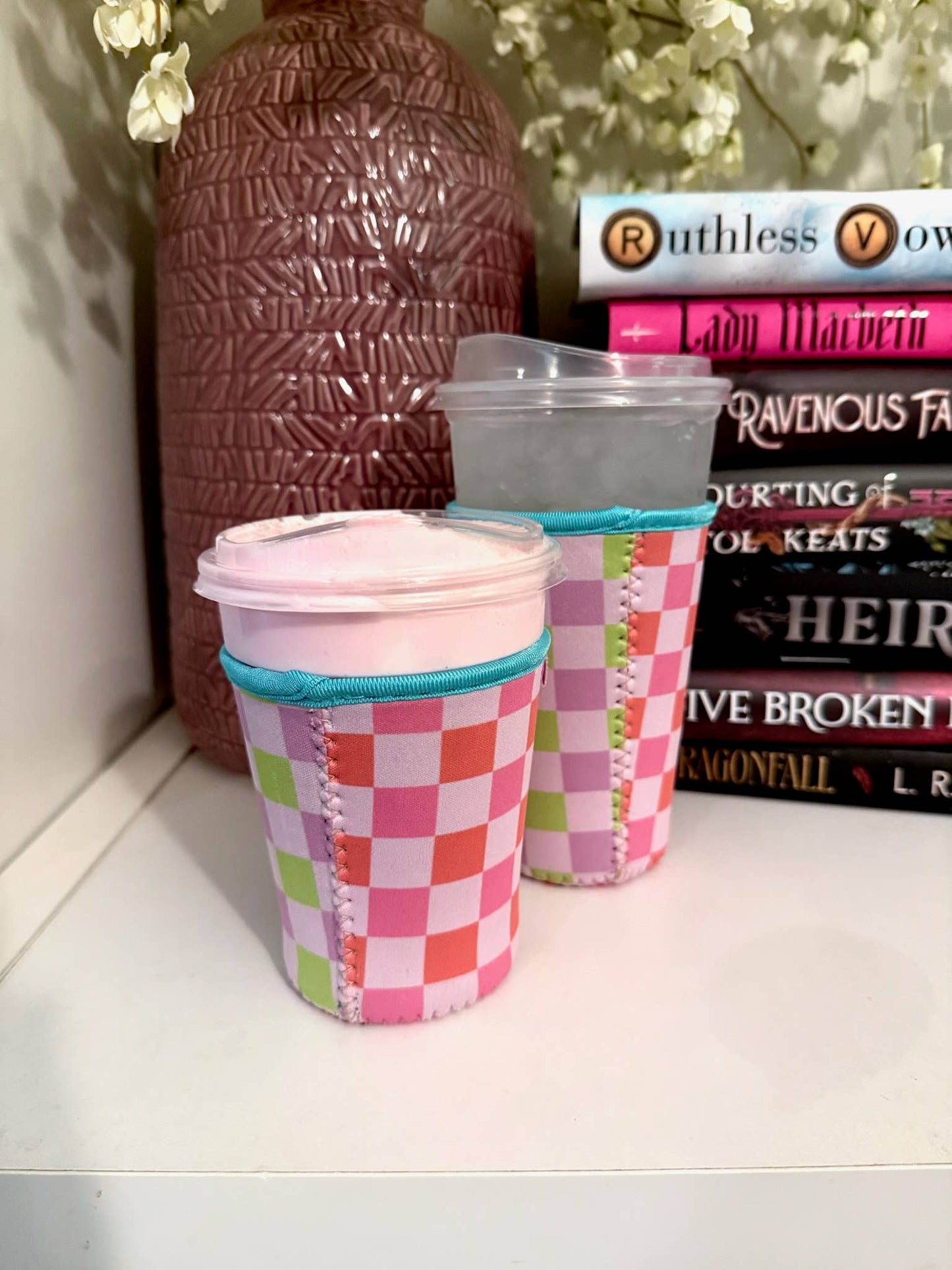 Retro Checker Iced Coffee Drink Sleeve- Medium