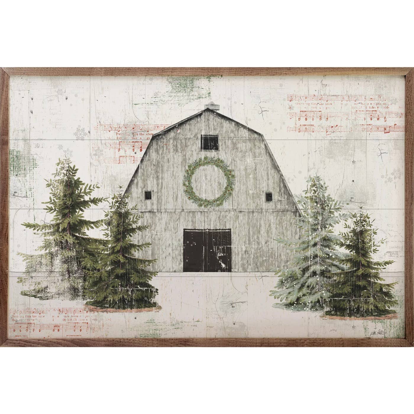 Wooded Holiday I Barn By Katie Pertiet: 36 x 24 x 1.5