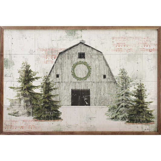 Wooded Holiday I Barn By Katie Pertiet: 36 x 24 x 1.5