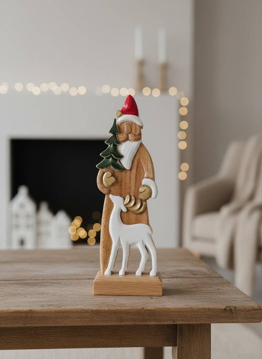 Santa With Reindeer 12x4in