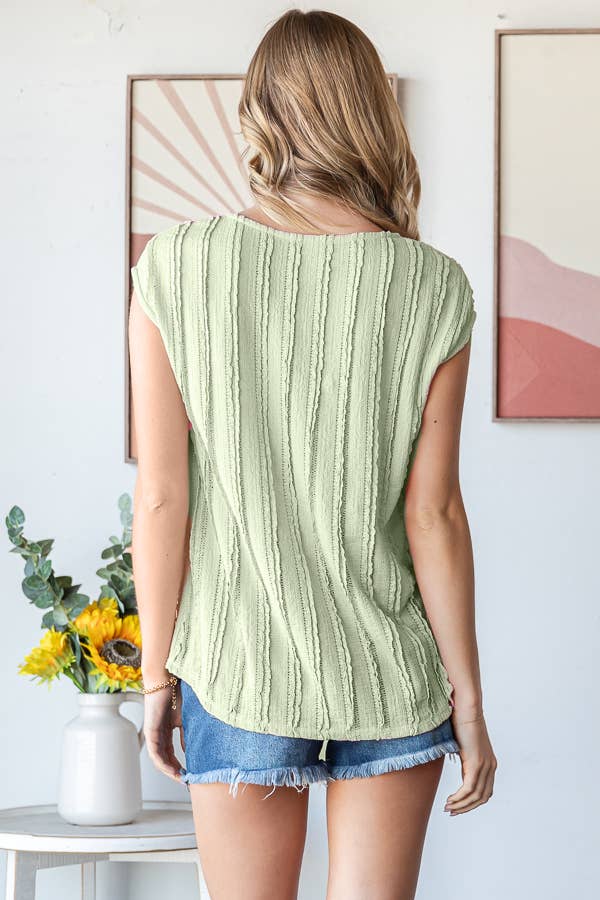 Textured Cap Sleeves Blouse