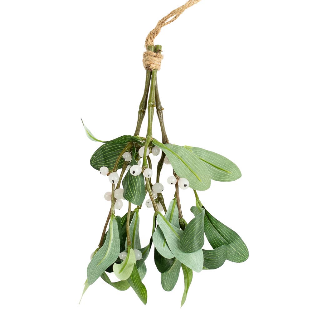 8" Hanging Artificial Mistletoe with Jute Hanger