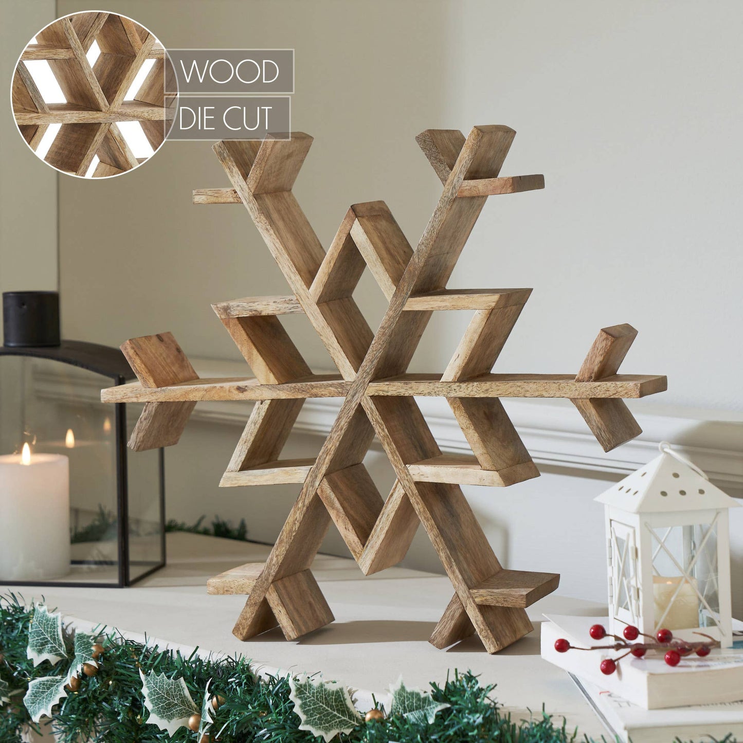 Natural Wooden Snowflake Small 17x17x2.75