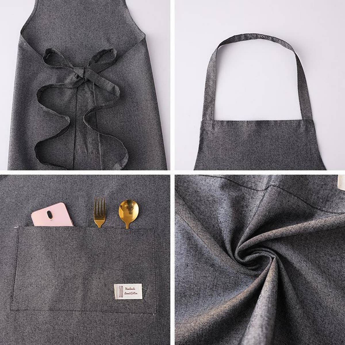 SOLID COLOR THIN APRON WITH POCKETS  Red / (OS) 1