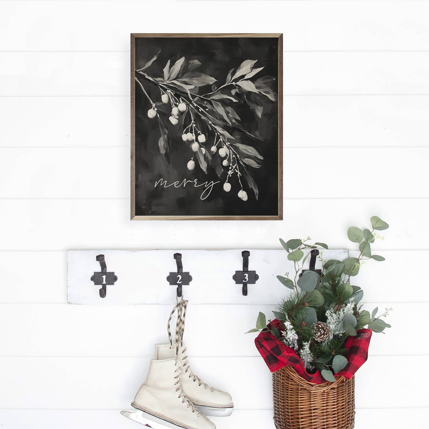 Merry Mistletoe BW: 16 x 20 x 1.5