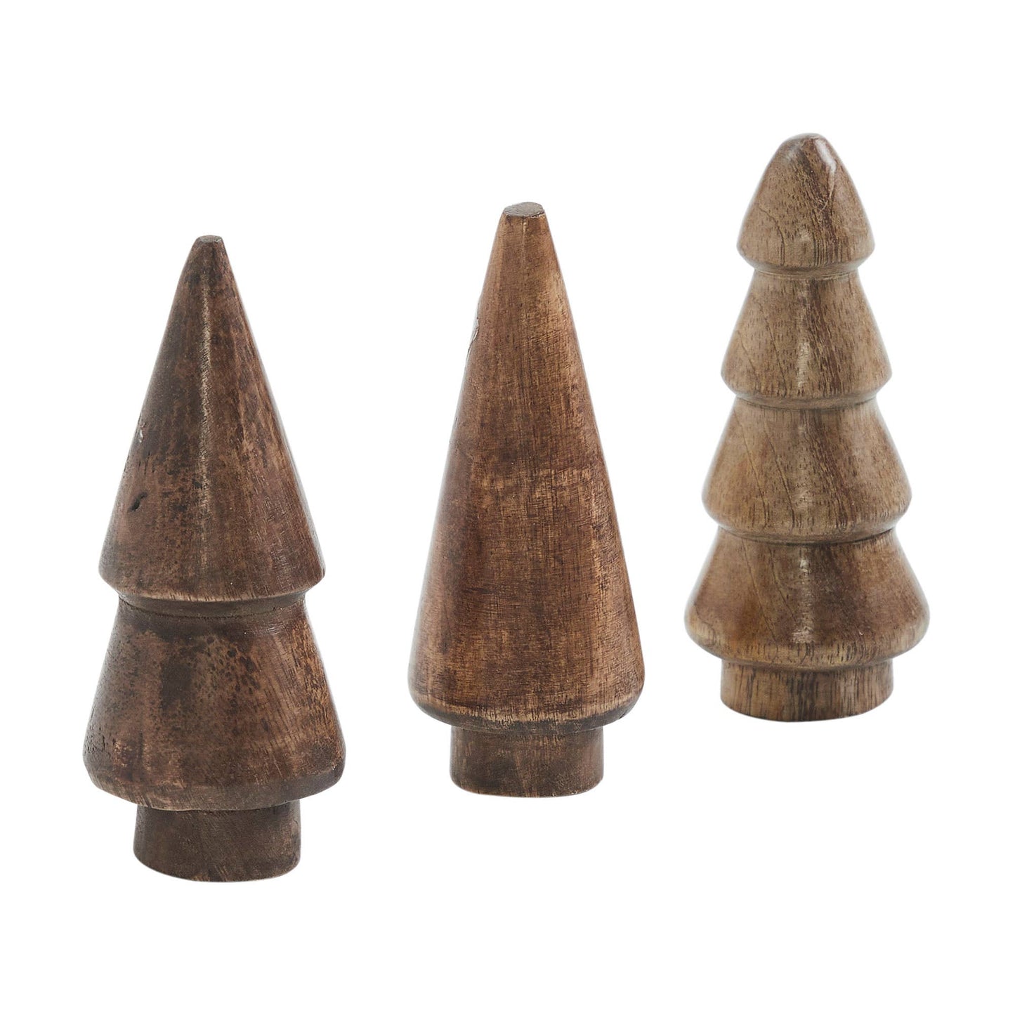 Conical Dark Wooden Tree Set of 3 - 3.25x1.25x1.25