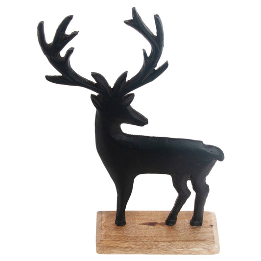 6.5" Long Black Metal Reindeer Christmas